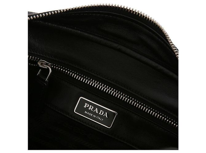 Prada Borsa a spalla quadrata in pelle nera stampata: Nero - vista 9