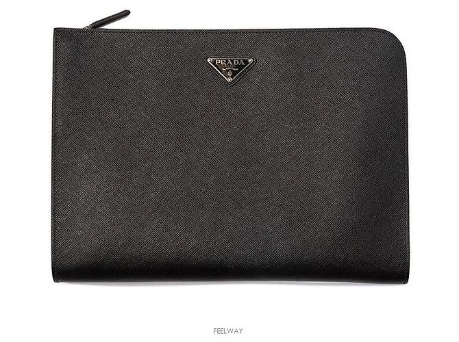 Prada Clutch Saffiano Nero - vista 7