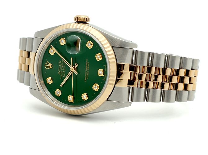 Rolex Relógio Combi Datejust Masculino com mostrador verde e diamantes Tenpoint após ajuste - vista 19