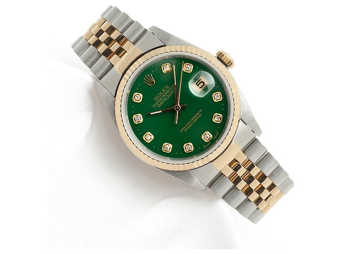 Rolex Relógio Combi Datejust Masculino com mostrador verde e diamantes Tenpoint após ajuste - vista 20