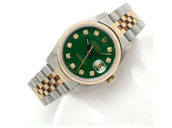 Rolex Relógio Combi Datejust Masculino com mostrador verde e diamantes Tenpoint após ajuste - vista 21