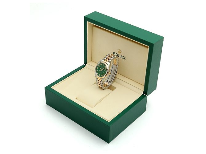 Rolex Relógio Combi Datejust Masculino com mostrador verde e diamantes Tenpoint após ajuste - vista 24