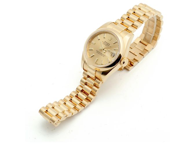 Rolex Echtes Gold Datejust Champagner Gold Damenarmbanduhr Golden - Ansicht 15