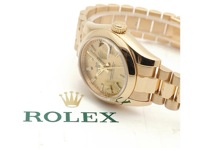 Rolex Echtes Gold Datejust Champagner Gold Damenarmbanduhr Golden - Ansicht 24
