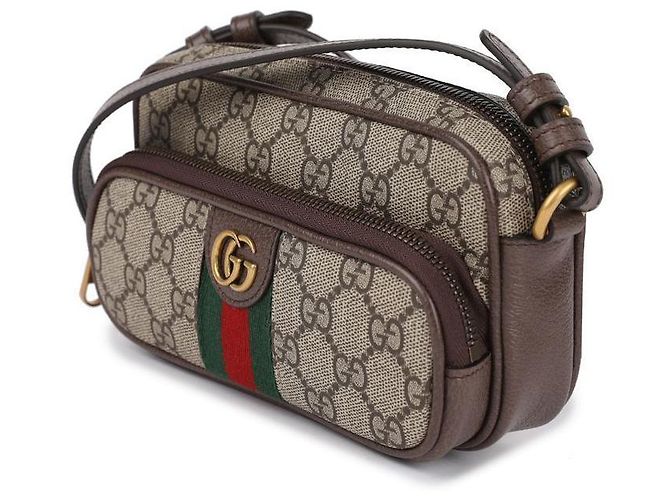 Gucci Borsa a tracolla Mini Ophidia GG Marrone - vista 4