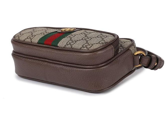 Gucci Borsa a tracolla Mini Ophidia GG Marrone - vista 6