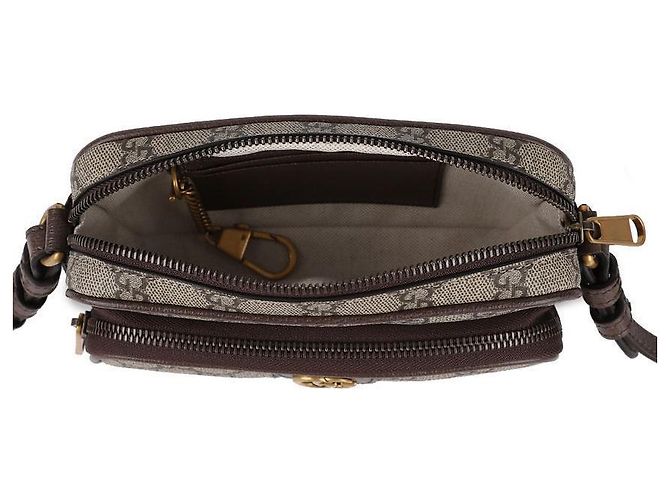 Gucci Borsa a tracolla Mini Ophidia GG Marrone - vista 7