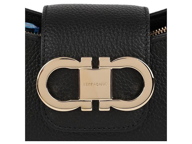 Salvatore Ferragamo Borsa a Spalla Gancini Mini Nero - vista 9