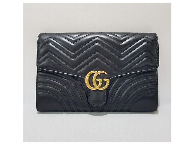 Gucci Borsa Clutch GG Marmont Matelassé Nero - vista 2