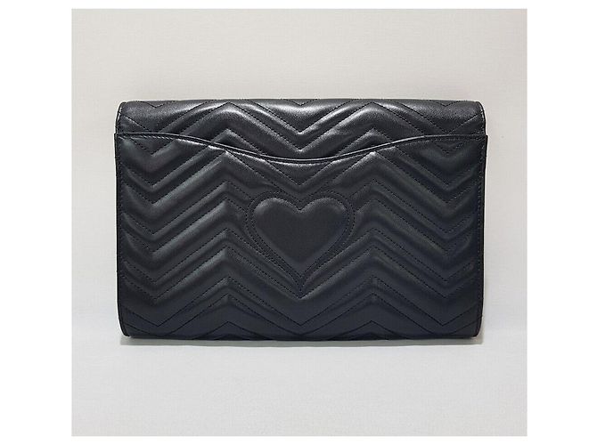 Gucci Borsa Clutch GG Marmont Matelassé Nero - vista 5