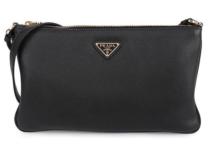 Prada Borsa a spalla in pelle morbida Nero - vista 3