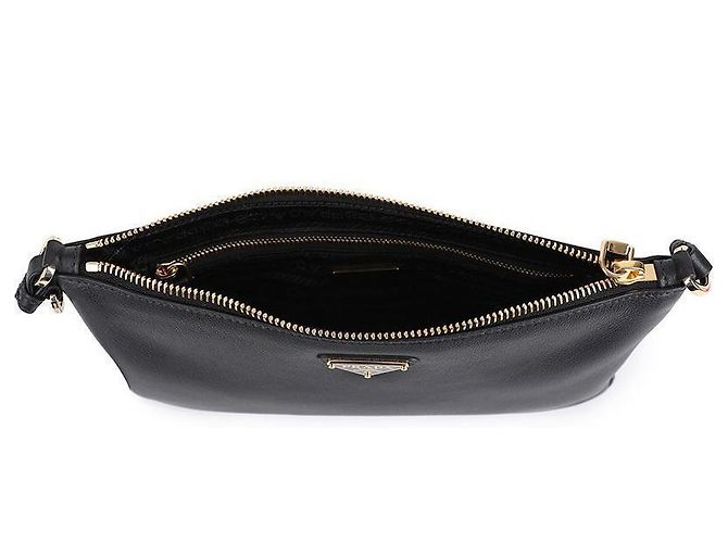 Prada Borsa a spalla in pelle morbida Nero - vista 7
