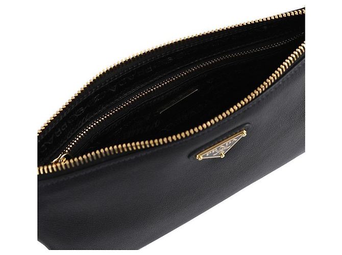 Prada Borsa a spalla in pelle morbida Nero - vista 8