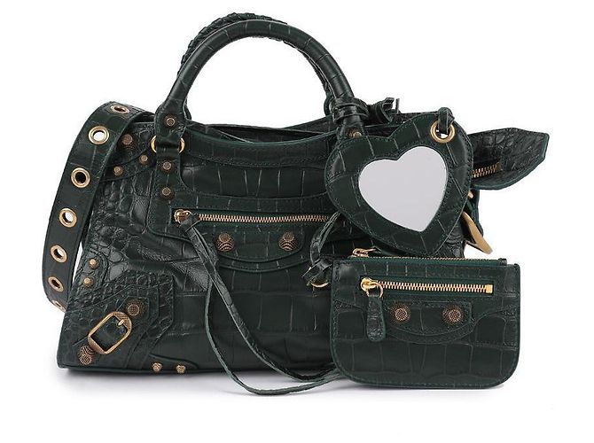 Balenciaga Borsa Tote Crocs Neo Cagole Verde - vista 3
