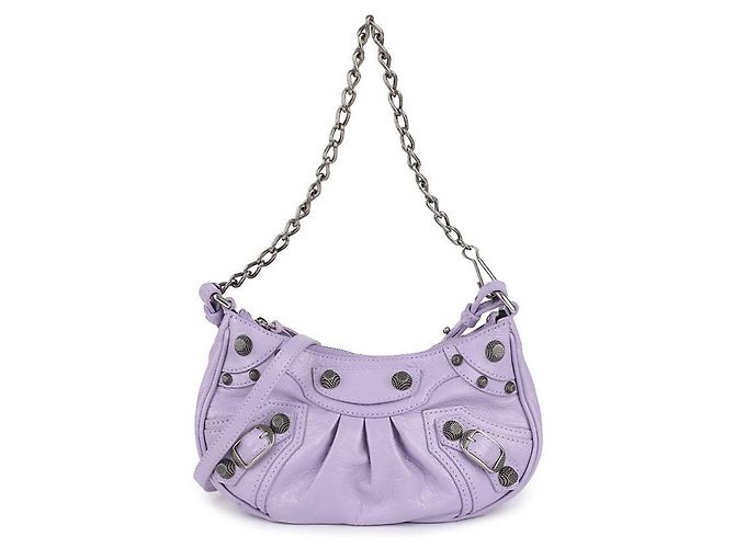 Balenciaga Borsa a spalla mini in pelle con catena Porpora - vista 3