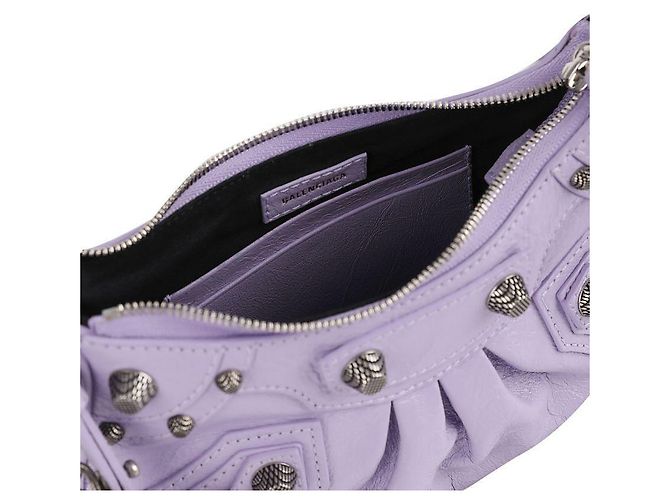 Balenciaga Borsa a spalla mini in pelle con catena Porpora - vista 8