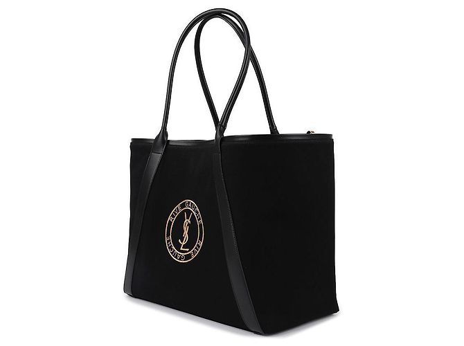 Saint Laurent Tote Bag aus Canvas mit gesticktem Logo Schwarz - Ansicht 4
