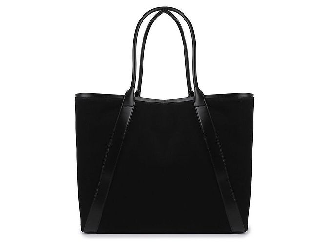 Saint Laurent Tote Bag aus Canvas mit gesticktem Logo Schwarz - Ansicht 5