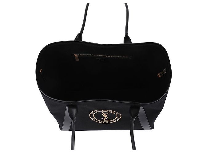 Saint Laurent Tote Bag aus Canvas mit gesticktem Logo Schwarz - Ansicht 7