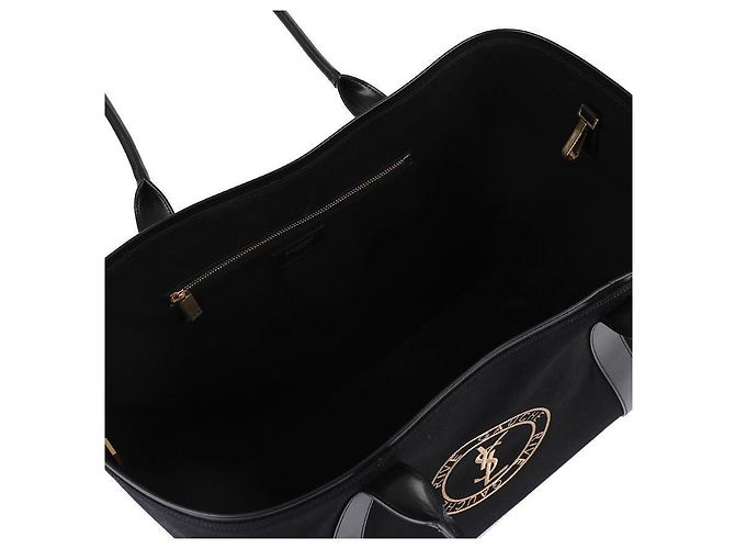 Saint Laurent Tote Bag aus Canvas mit gesticktem Logo Schwarz - Ansicht 8