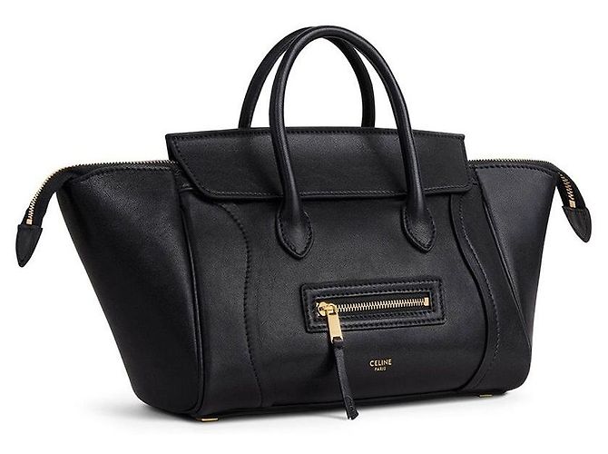 Luggage Céline Piccolo nuovo bagaglio in agnello nero morbido e lucido - vista 2