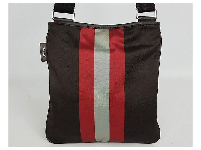 Bally Bolsa transversal de nylon com três listras Marrom - vista 2
