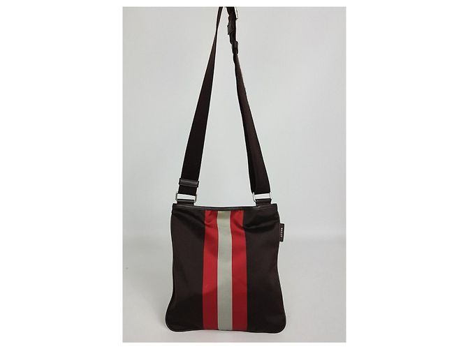 Bally Bolsa transversal de nylon com três listras Marrom - vista 4