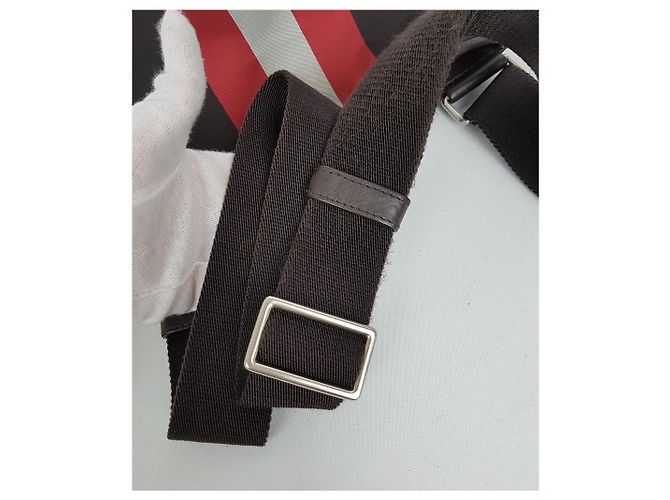 Bally Bolsa transversal de nylon com três listras Marrom - vista 6