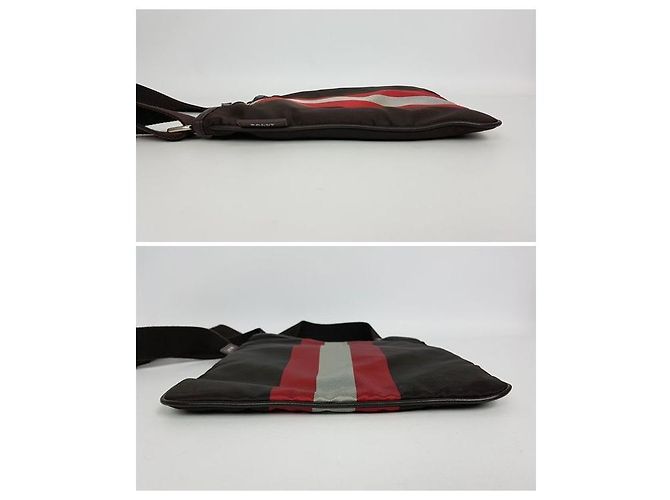 Bally Bolsa transversal de nylon com três listras Marrom - vista 7