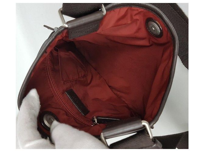 Bally Bolsa transversal de nylon com três listras Marrom - vista 9