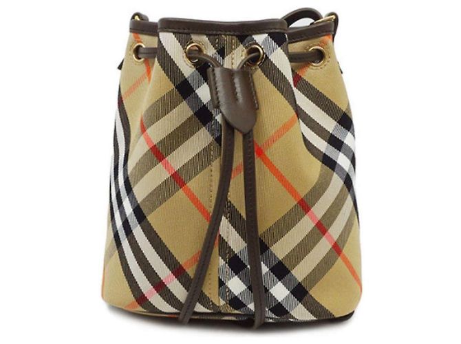 Burberry Mini borsa a secchiello con coulisse in sabbia Marrone - vista 2