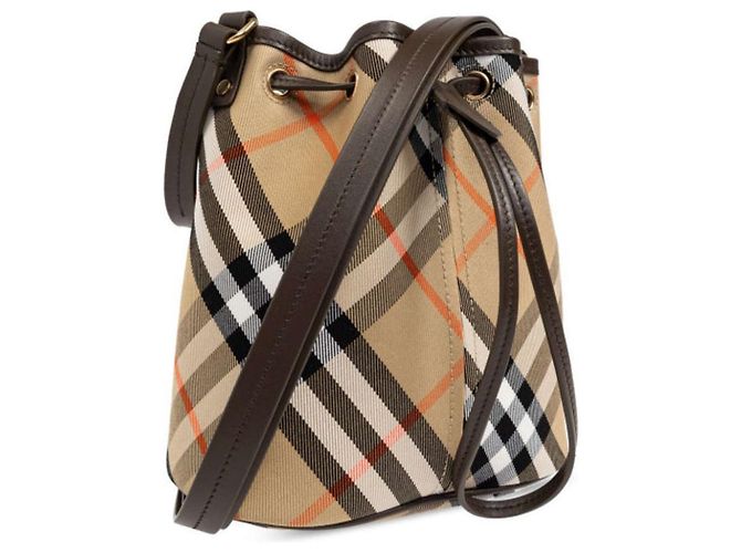 Burberry Mini borsa a secchiello con coulisse in sabbia Marrone - vista 3