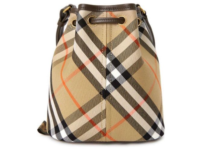 Burberry Mini borsa a secchiello con coulisse in sabbia Marrone - vista 4