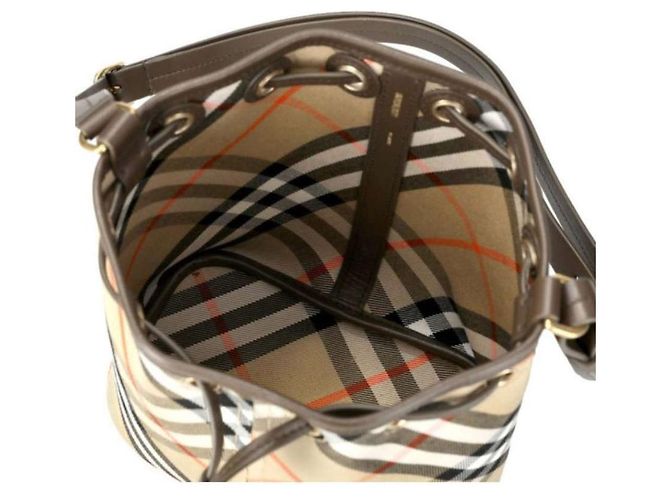 Burberry Mini borsa a secchiello con coulisse in sabbia Marrone - vista 5