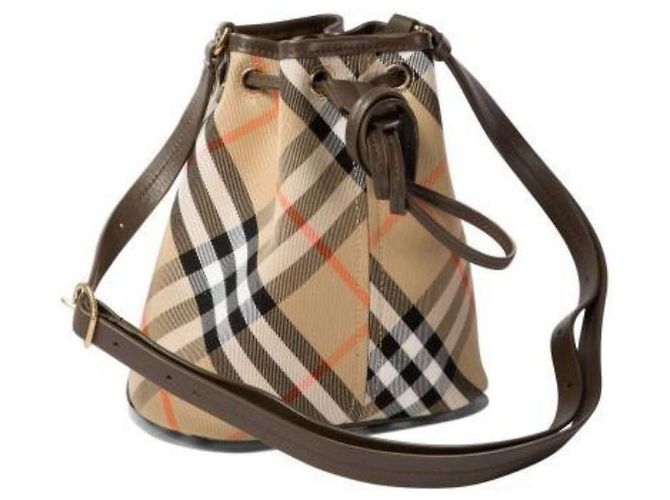 Burberry Mini borsa a secchiello con coulisse in sabbia Marrone - vista 7