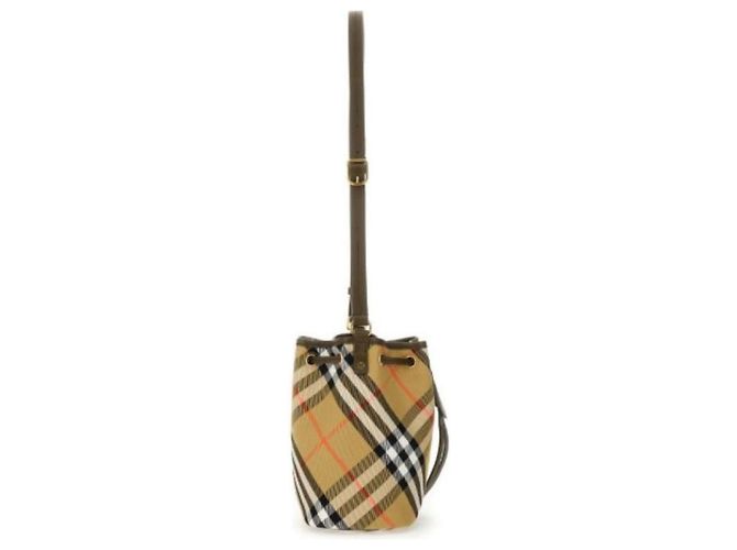 Burberry Mini borsa a secchiello con coulisse in sabbia Marrone - vista 8