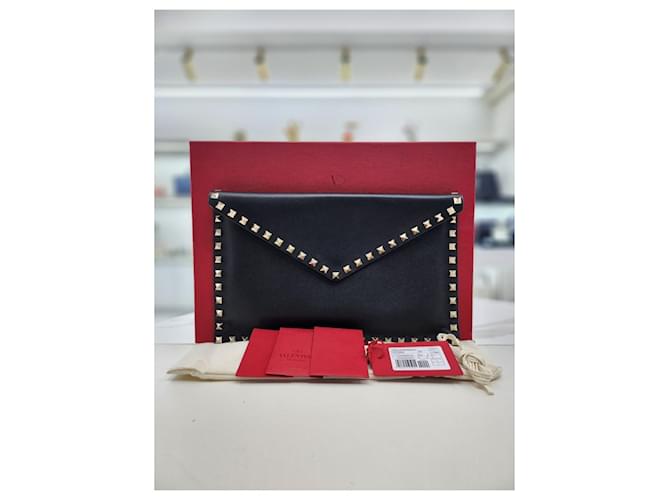 Valentino Borsa Clutch Envelope Rockstud Nero - vista 10