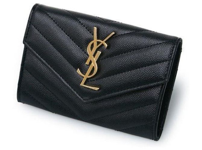Saint Laurent Monogram Envelope Wallet with Gold Hardware Black - view 2
