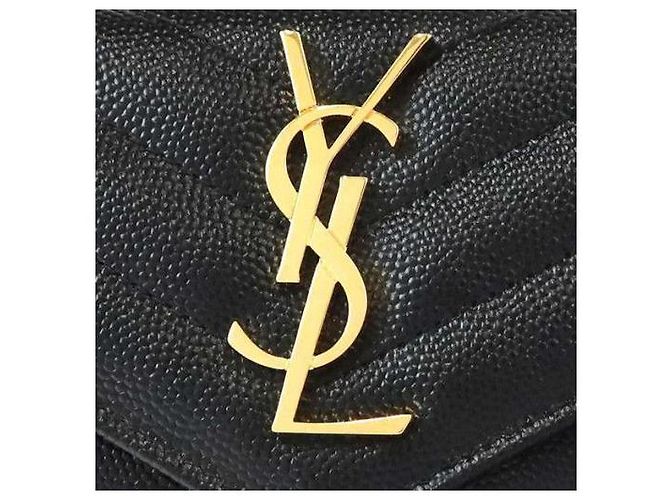 Saint Laurent Monogram Envelope Wallet with Gold Hardware Black - view 6