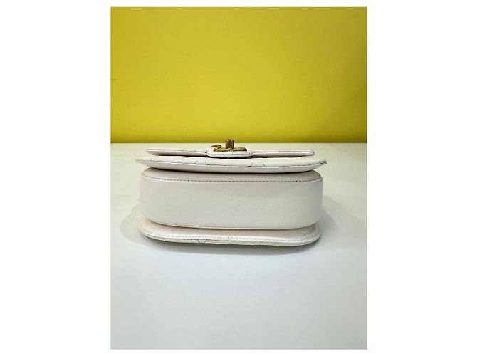Chanel Borsa Messenger Mini Caviar Bianco Oro Spalla Crossbody - vista 4
