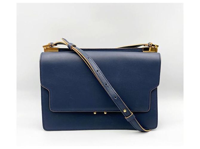 Marni Borsa a tracolla in pelle di vitello blu navy - vista 2