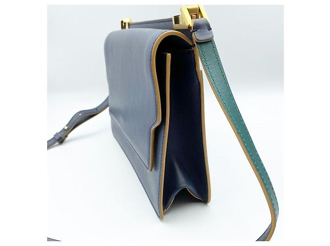 Marni Borsa a tracolla in pelle di vitello blu navy - vista 3
