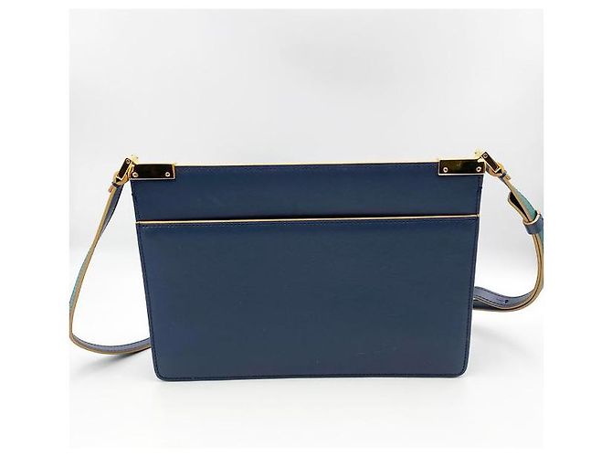 Marni Borsa a tracolla in pelle di vitello blu navy - vista 4