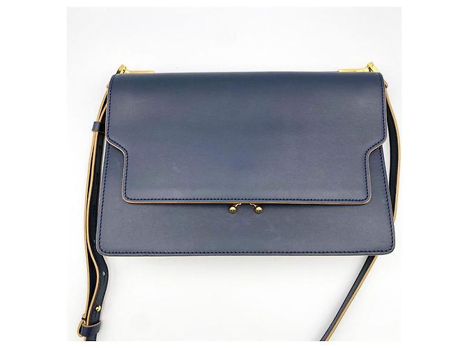 Marni Borsa a tracolla in pelle di vitello blu navy - vista 5