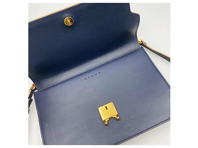 Marni Borsa a tracolla in pelle di vitello blu navy - vista 6