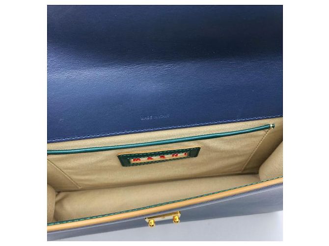 Marni Borsa a tracolla in pelle di vitello blu navy - vista 7