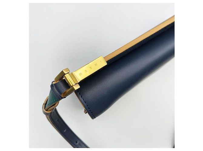 Marni Borsa a tracolla in pelle di vitello blu navy - vista 8
