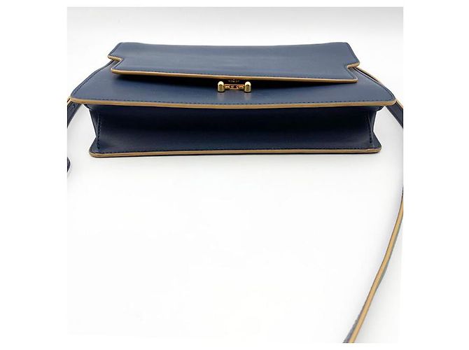 Marni Borsa a tracolla in pelle di vitello blu navy - vista 9