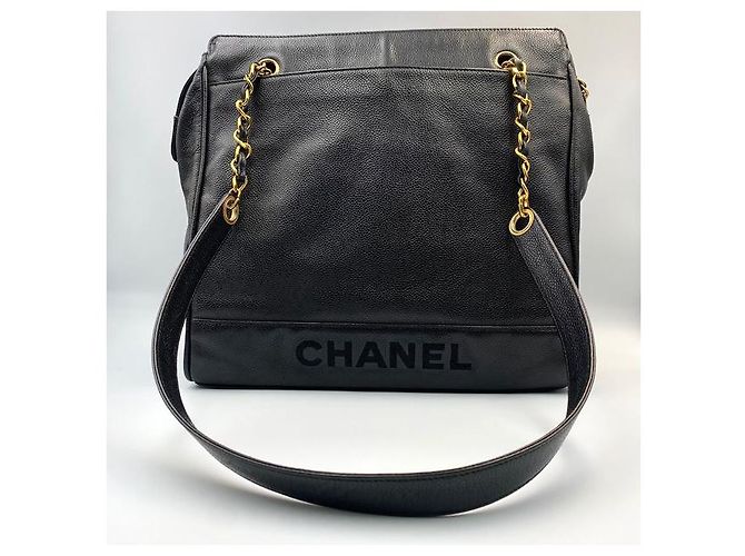 Chanel Borsa a spalla con catena e logo Caviar Nero - vista 10