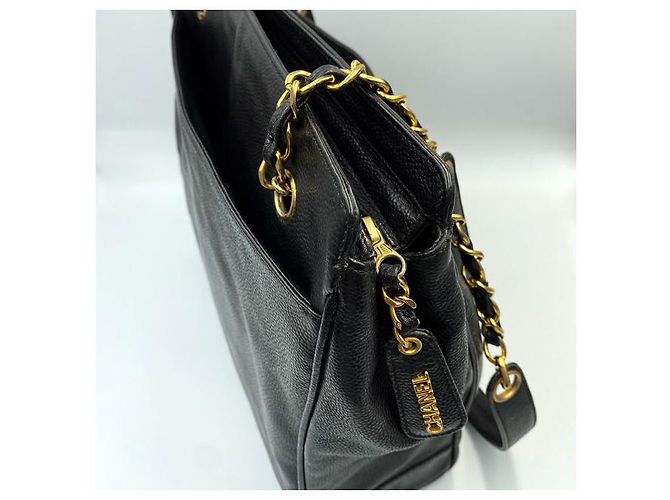 Chanel Borsa a spalla con catena e logo Caviar Nero - vista 5